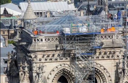 Cathédrale de Notre-Dame en cours de restauration après l'incendie de 2019