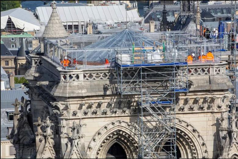 Cathédrale de Notre-Dame en cours de restauration après l'incendie de 2019
